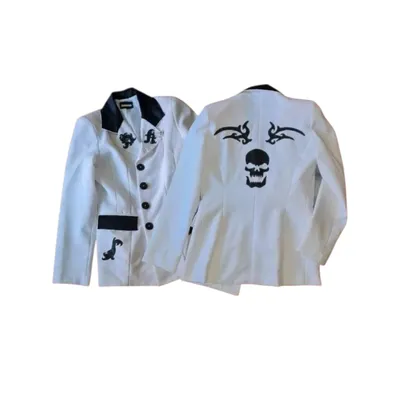 Veste cintrée tailleur blanche tête de mort femme taille 36/38